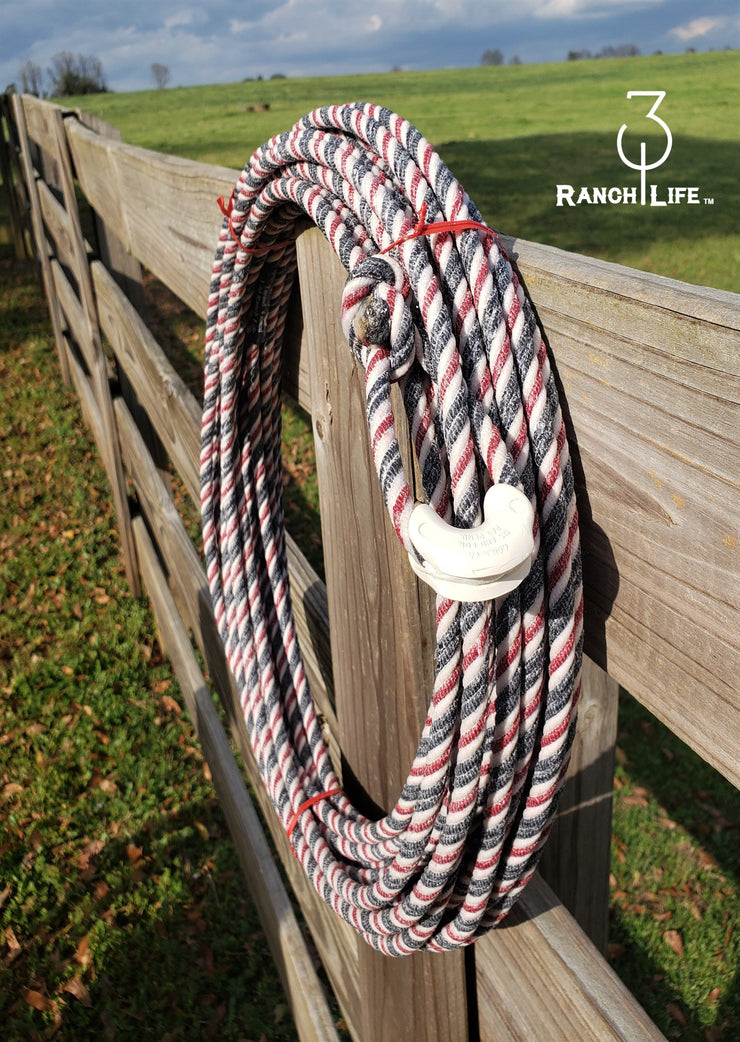 5/16 Waxed Cotton Ranch Rope: Black, Red, & White