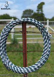 5/16 Waxed Cotton Ranch Rope: Teal, White, Black, & Red