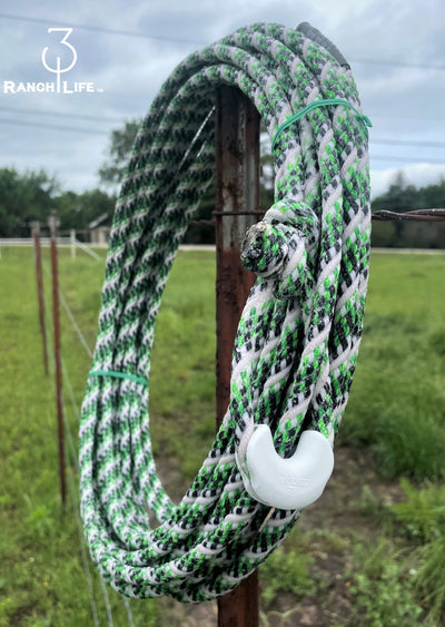5/16 Waxed Cotton Ranch Rope: Green, Black, & White