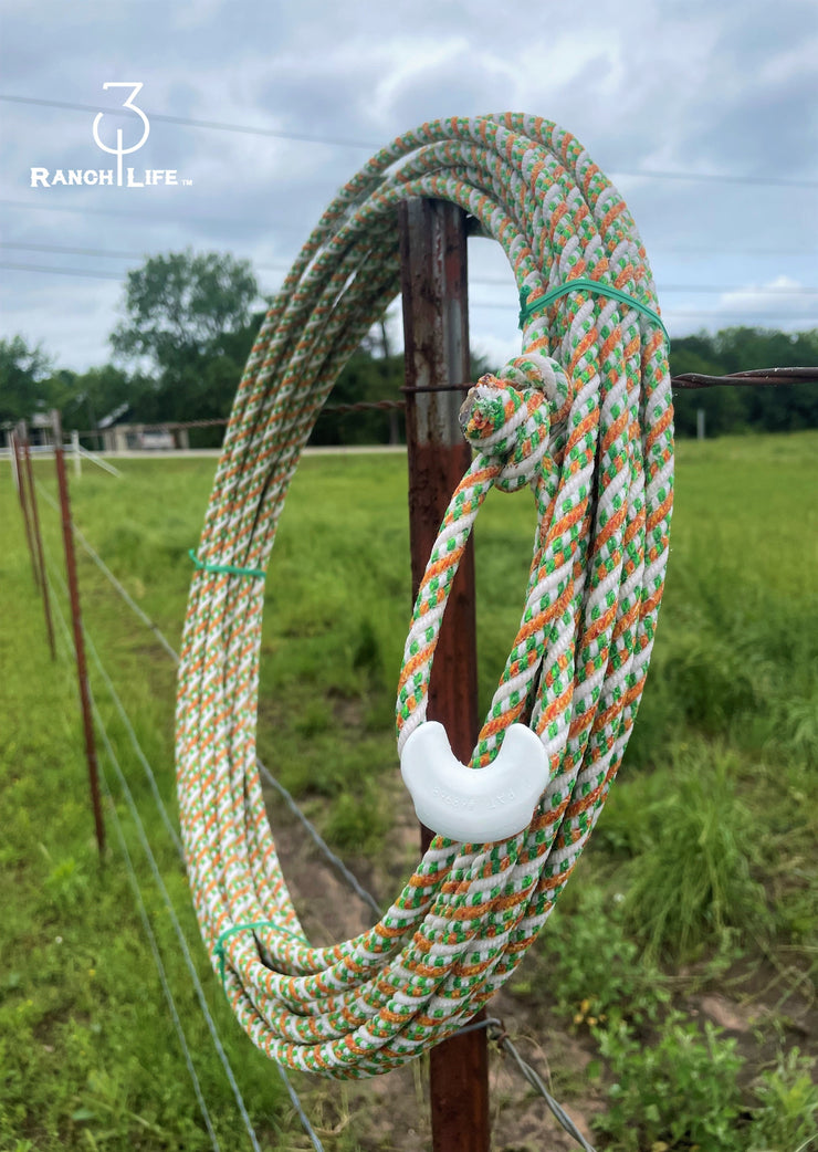 5/16 Waxed Cotton Ranch Rope: Green, Orange, & White