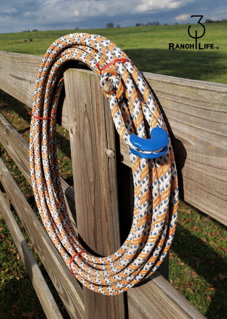5/16 Waxed Cotton Ranch Rope: Orange, Blue, & White