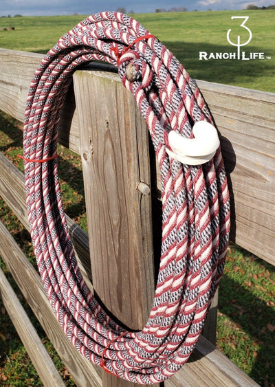 5/16 Waxed Cotton Ranch Rope: Black, Red, & White