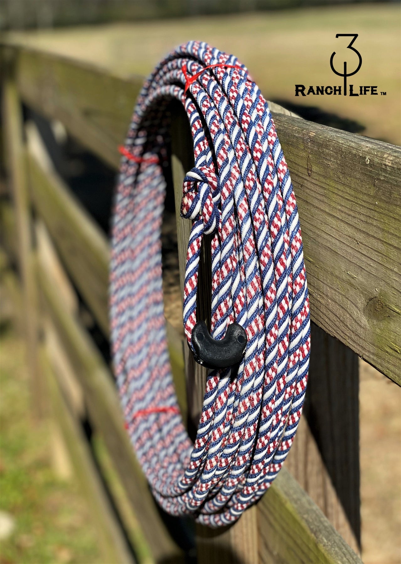 5/16 Waxed Cotton Ranch Rope: Red, White, & Blue – 310 Ranch Life