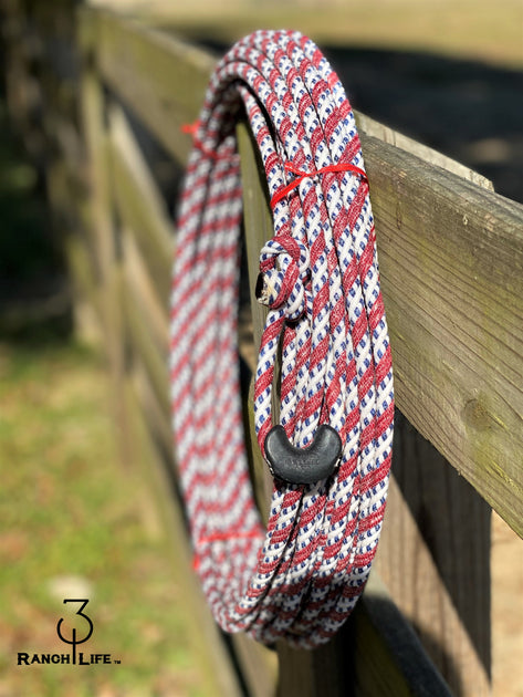 5/16 Waxed Cotton Ranch Rope: Red, White, & Blue – 310 Ranch Life