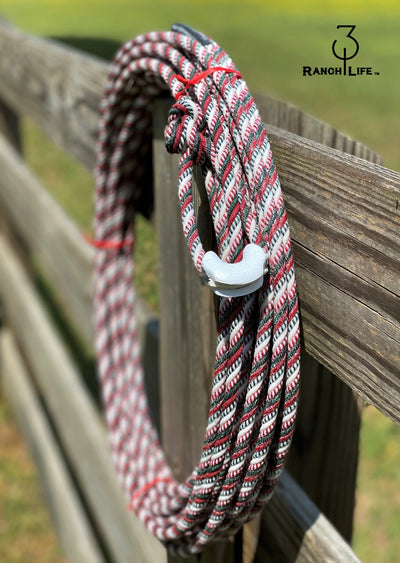 5/16 Waxed Cotton Ranch Rope: Red, Green, & White