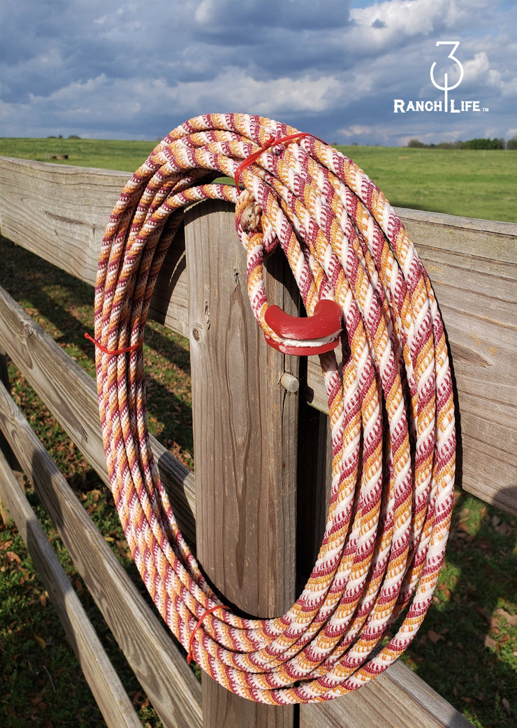 5/16 Waxed Cotton Ranch Rope: Red, Org, & White